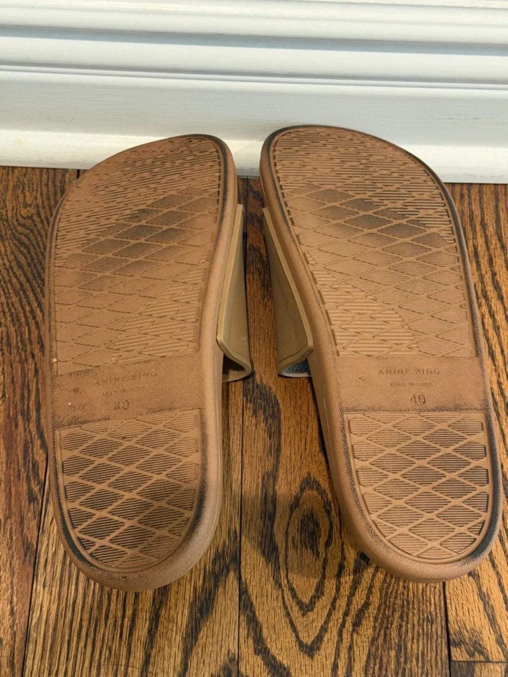 Anine Bing Tan Logo Slide Sandals - Picture 3 of 4